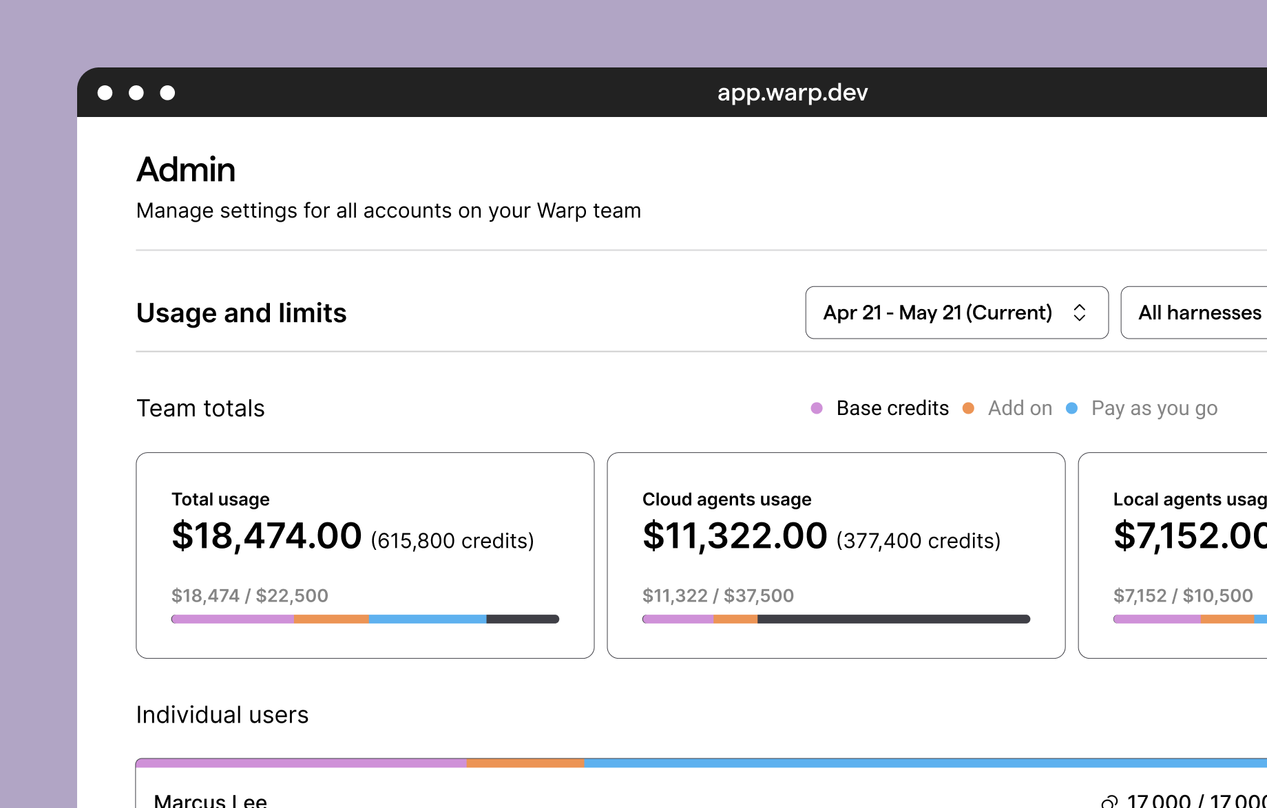 Oz dashboard for team-scale agent management