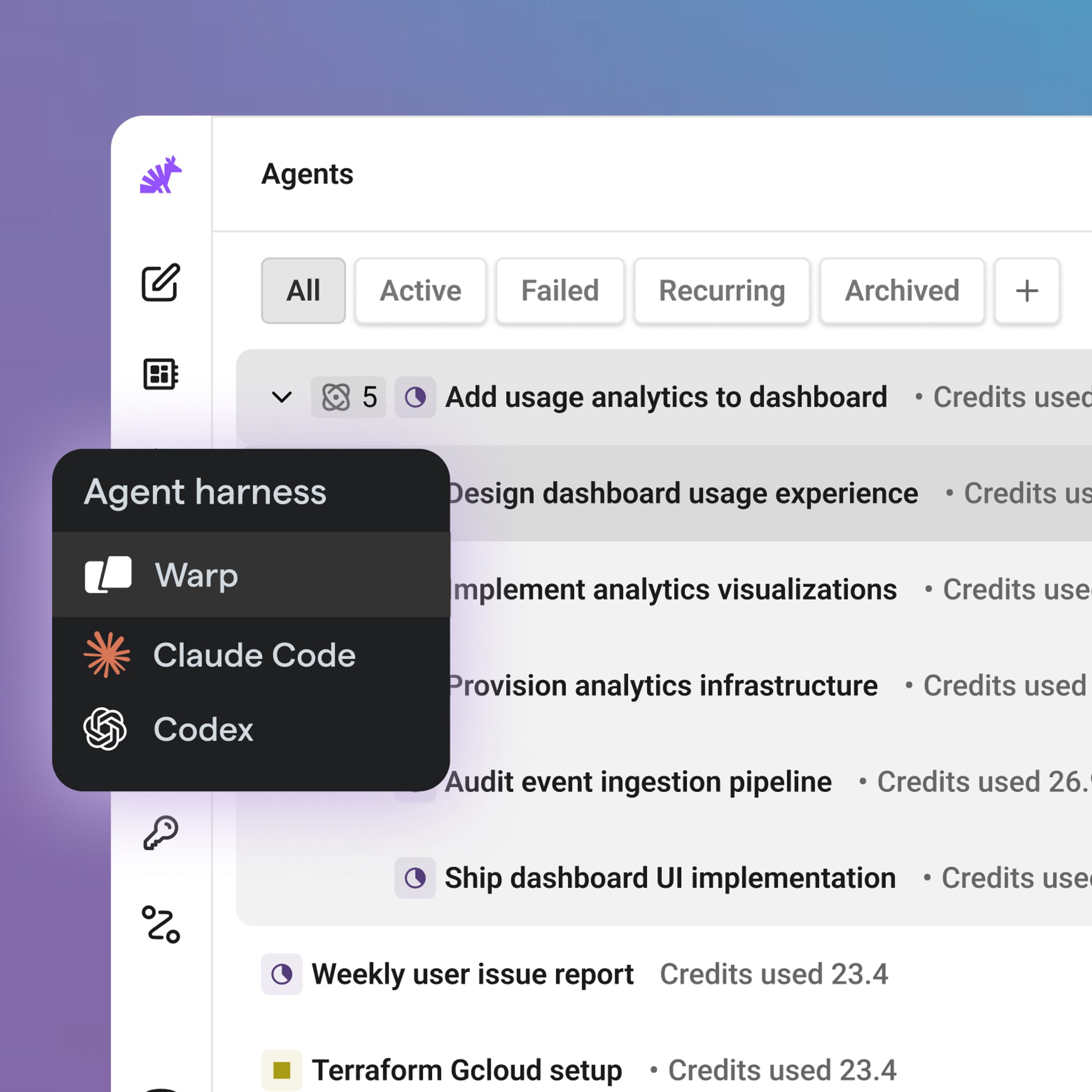 Oz dashboard runs list