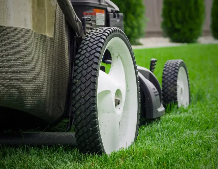 mowing a well-maintained lawn in spring for optimal lawn care