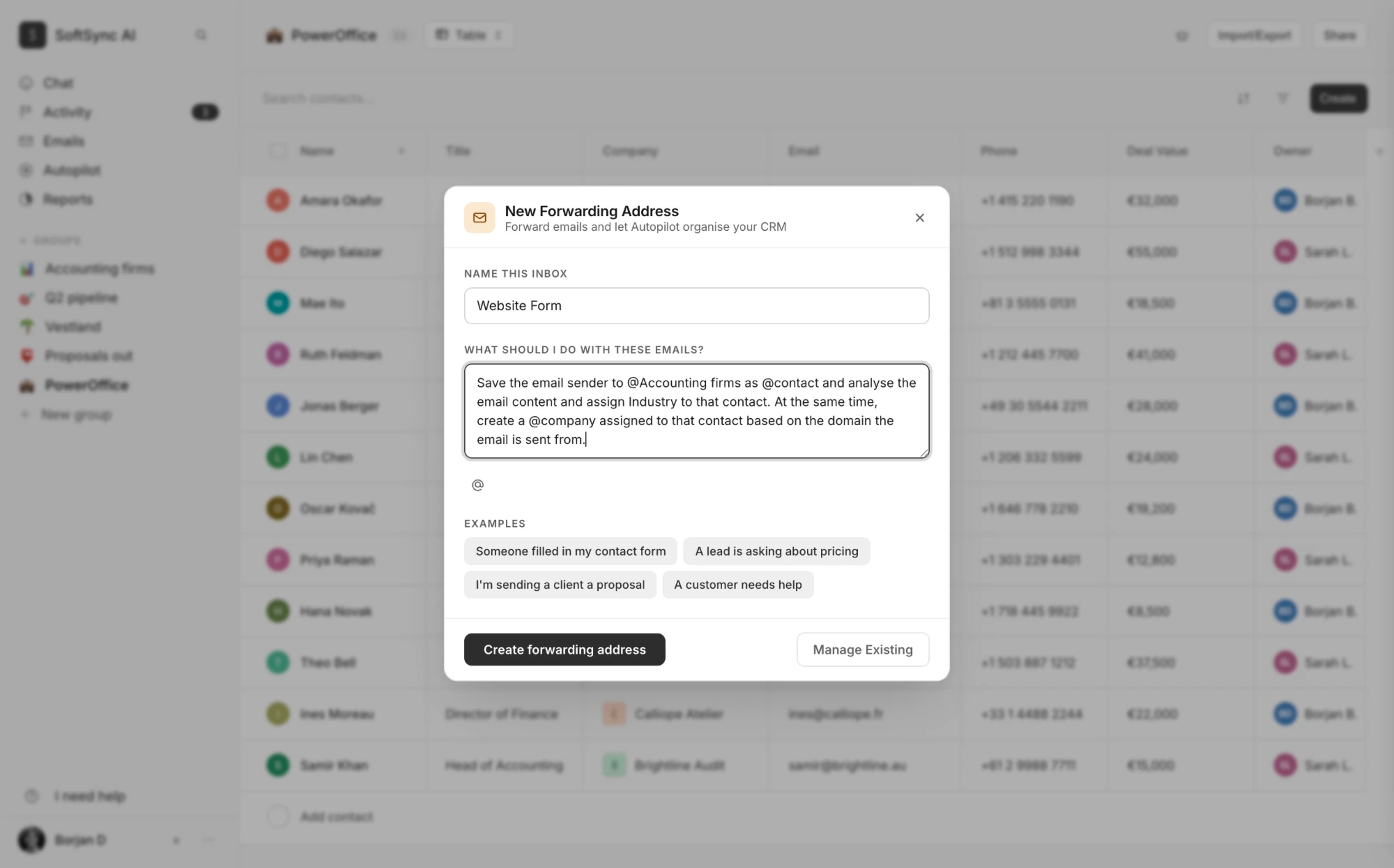 Mailpilot gjør en videresendt e‑post om til CRM-poster