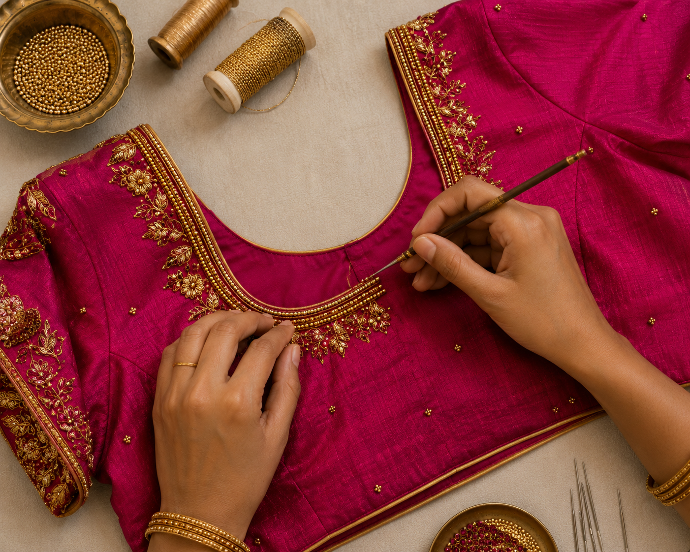 Vishaka Fashion boutique Aari Work service in Coimbatore