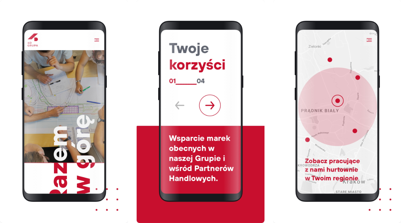 4D Grupa example mobile screens