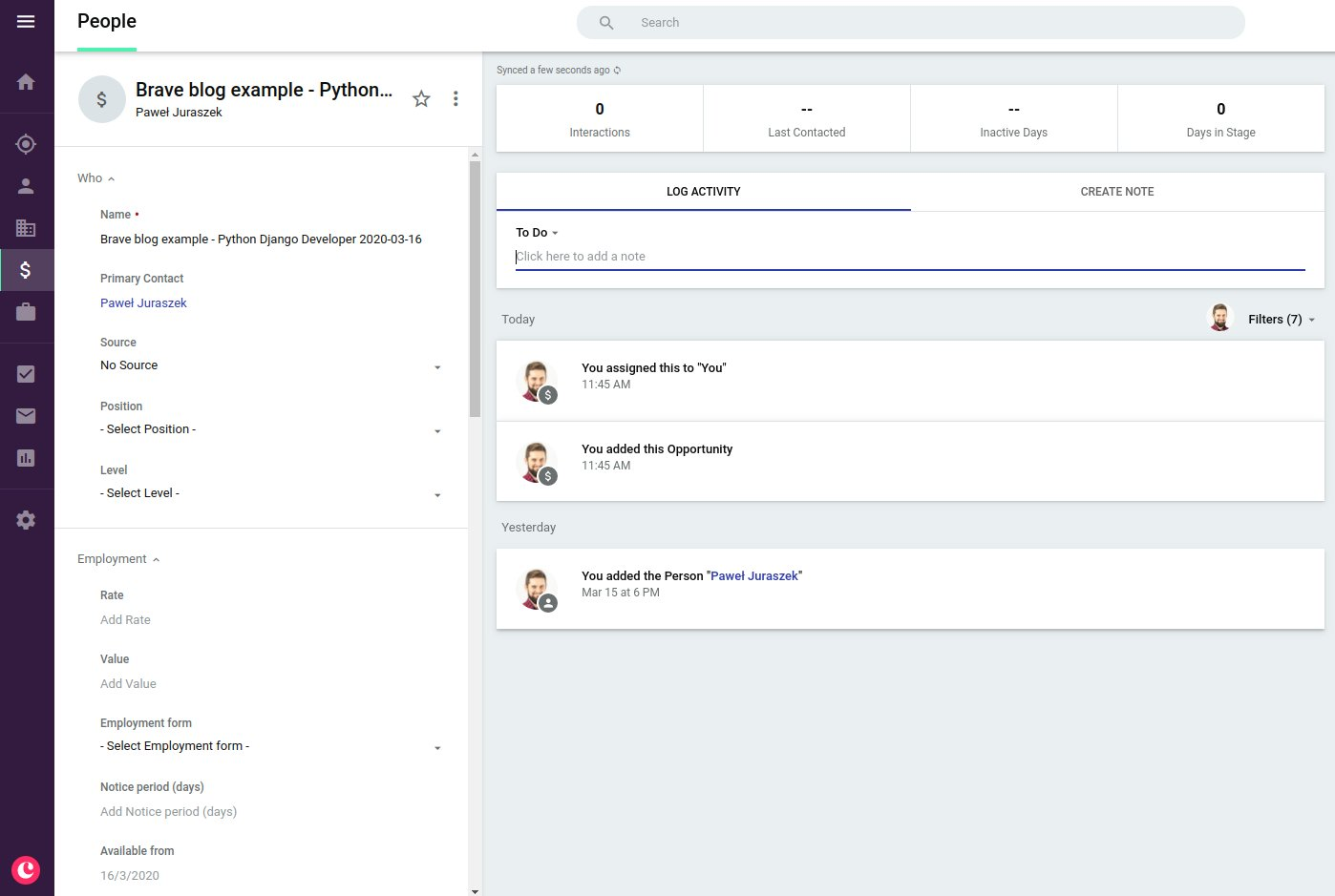 Recruitment system - integrating Gmail, Bravely, Jira, Slack, and Copper CRM