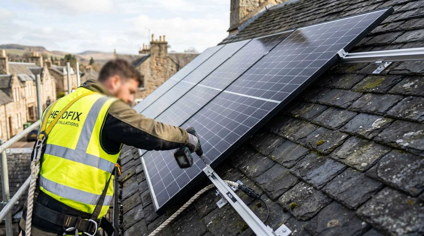Herofix trusted installer on a roof in Perth & Kinross