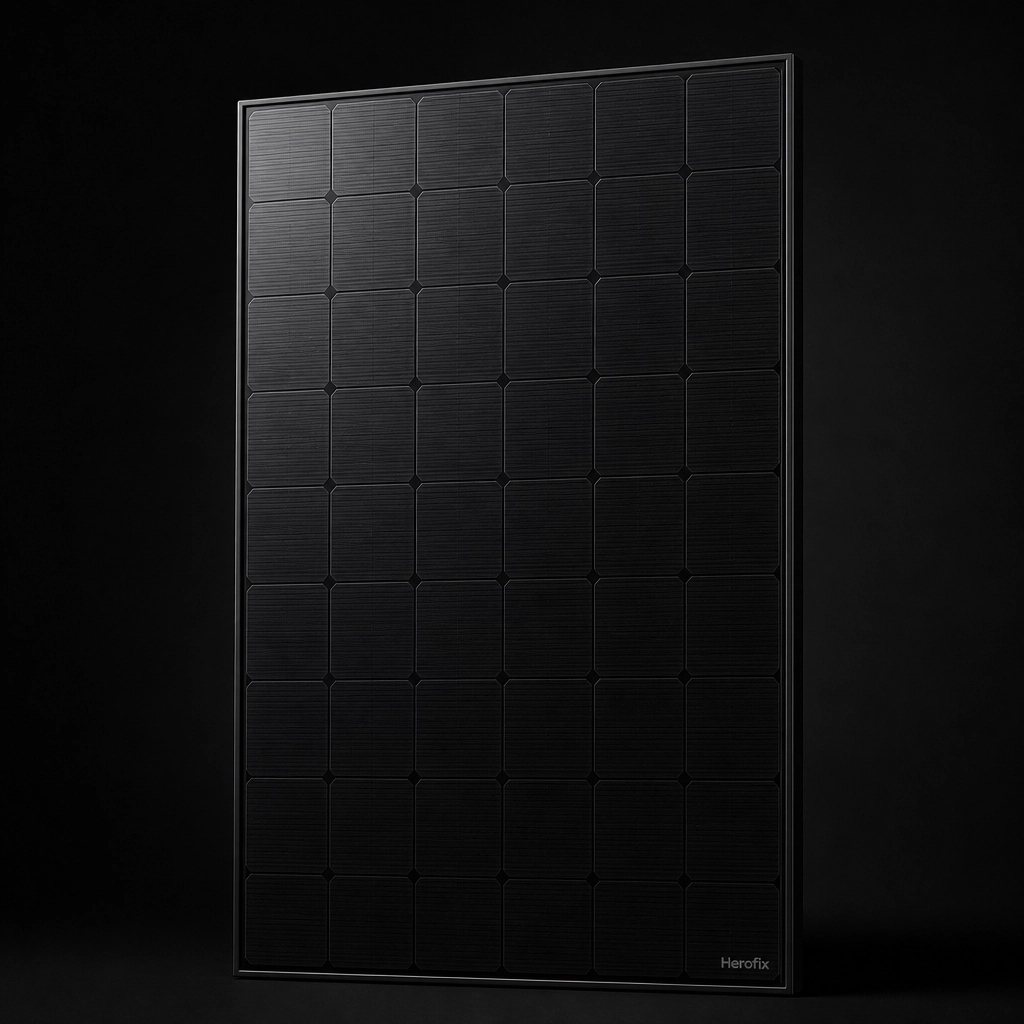 Solar panel on black background