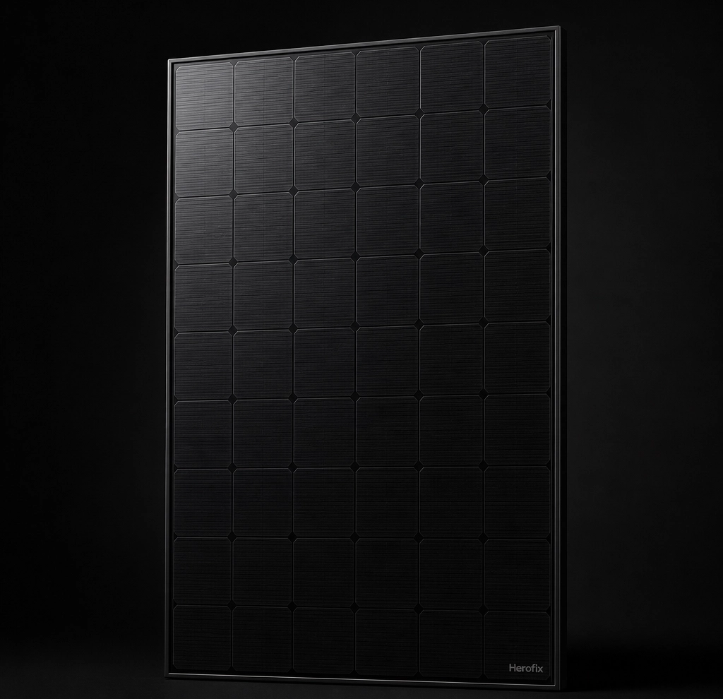 Solar panel on black background