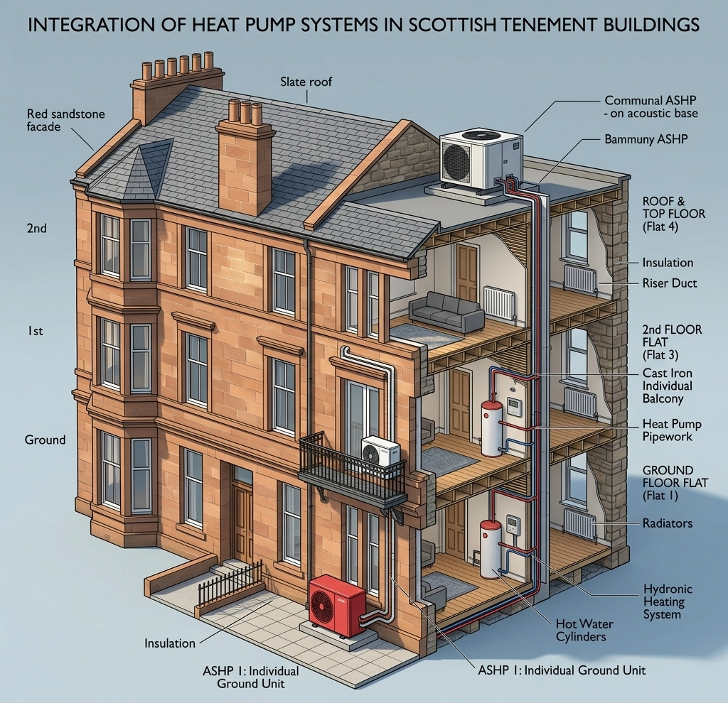 Integration of heat pump systems in scottish tenement buildings