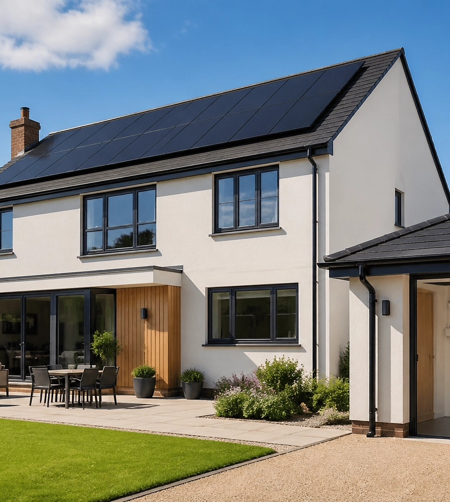 Home with solar panels and battery storage scotland