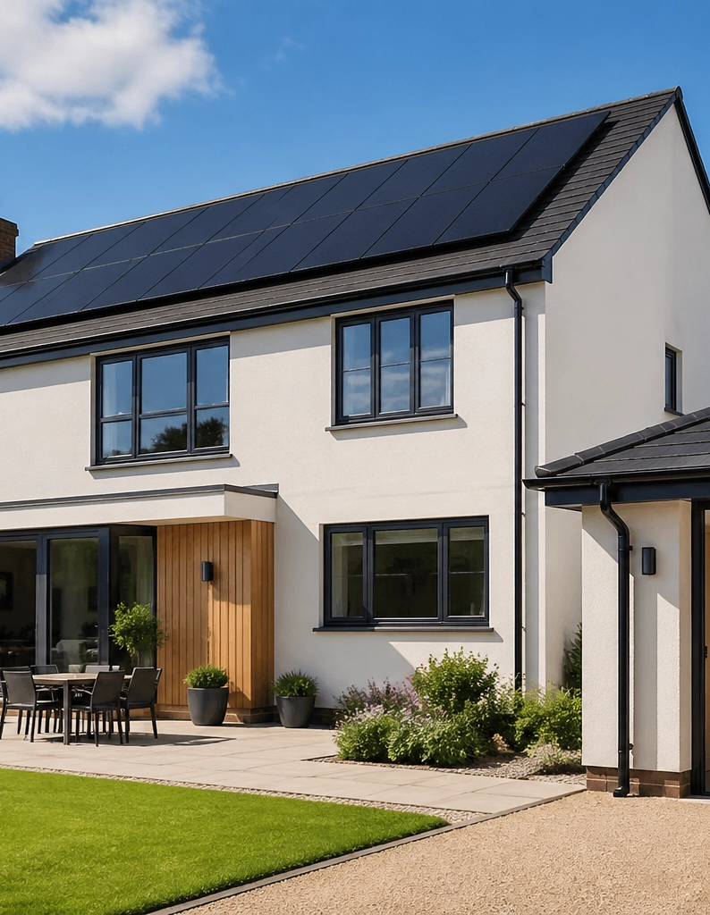 Home with solar panels and battery storage scotland