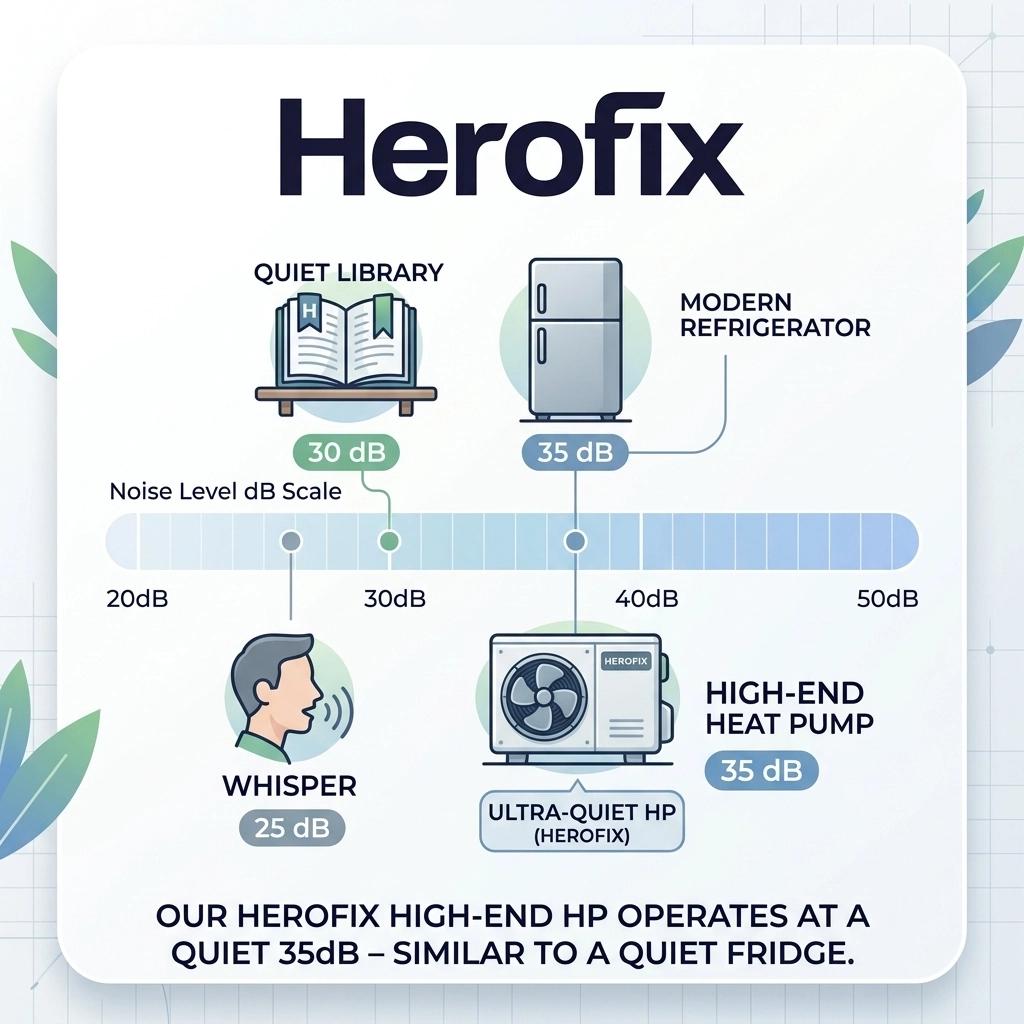 Herofix graphic on heat pump noise