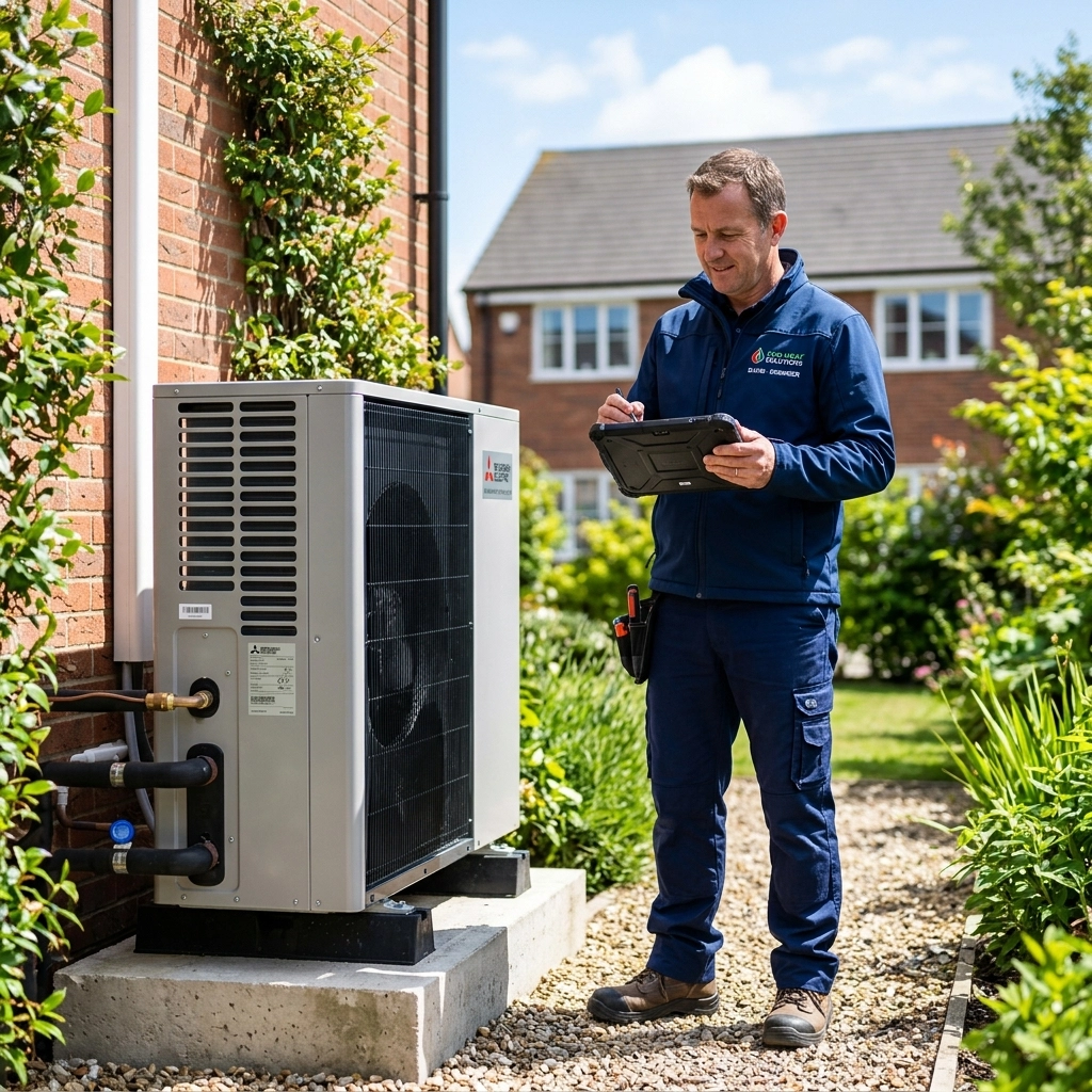 Installer with air source heat pump
