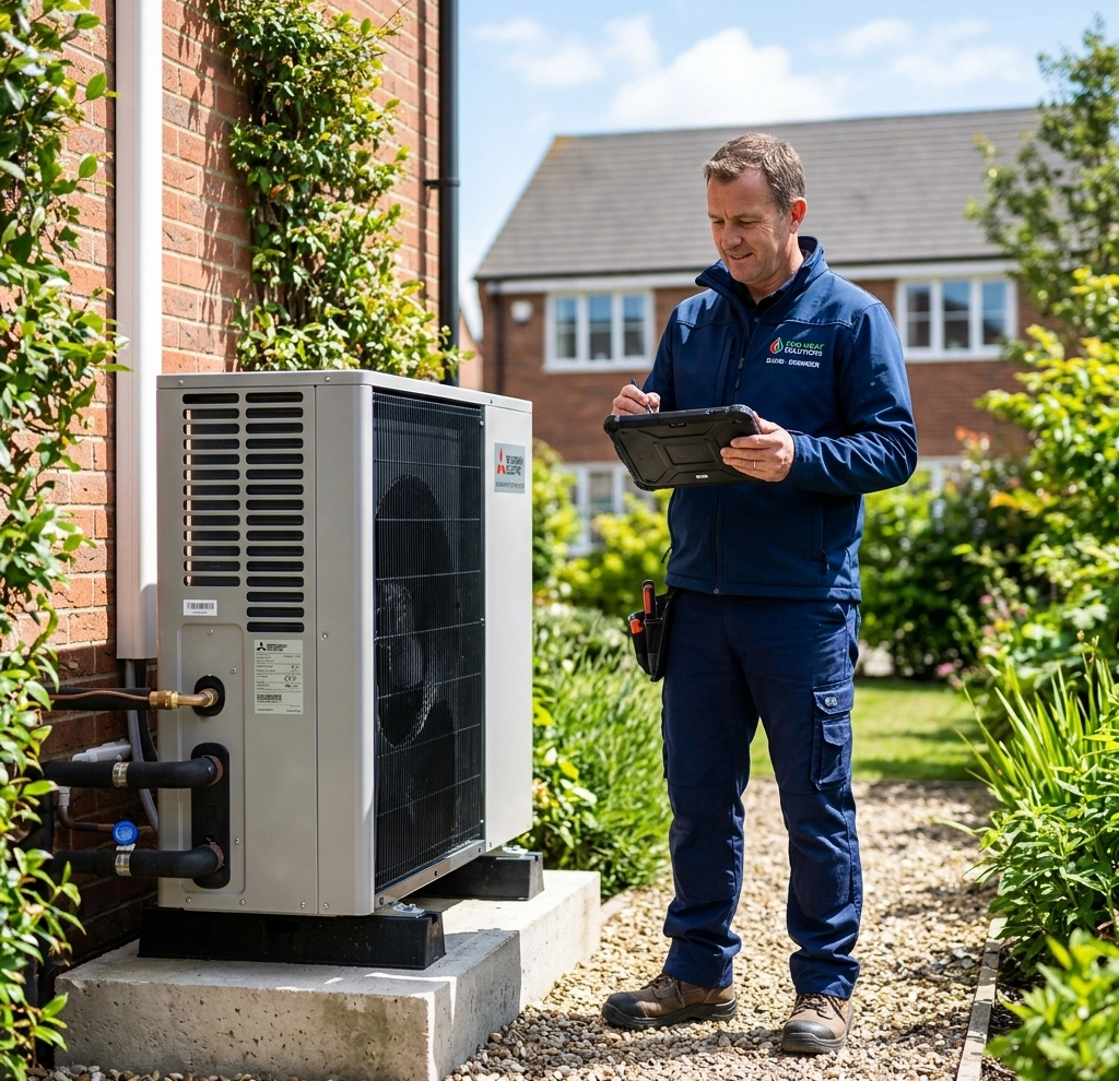 Installer with air source heat pump