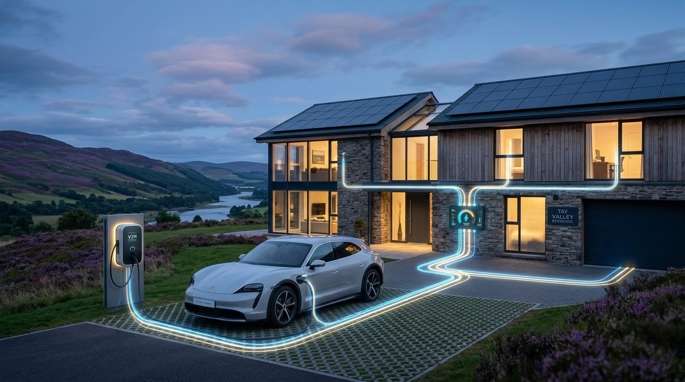 Car being charged on solar panels and energy efficient options