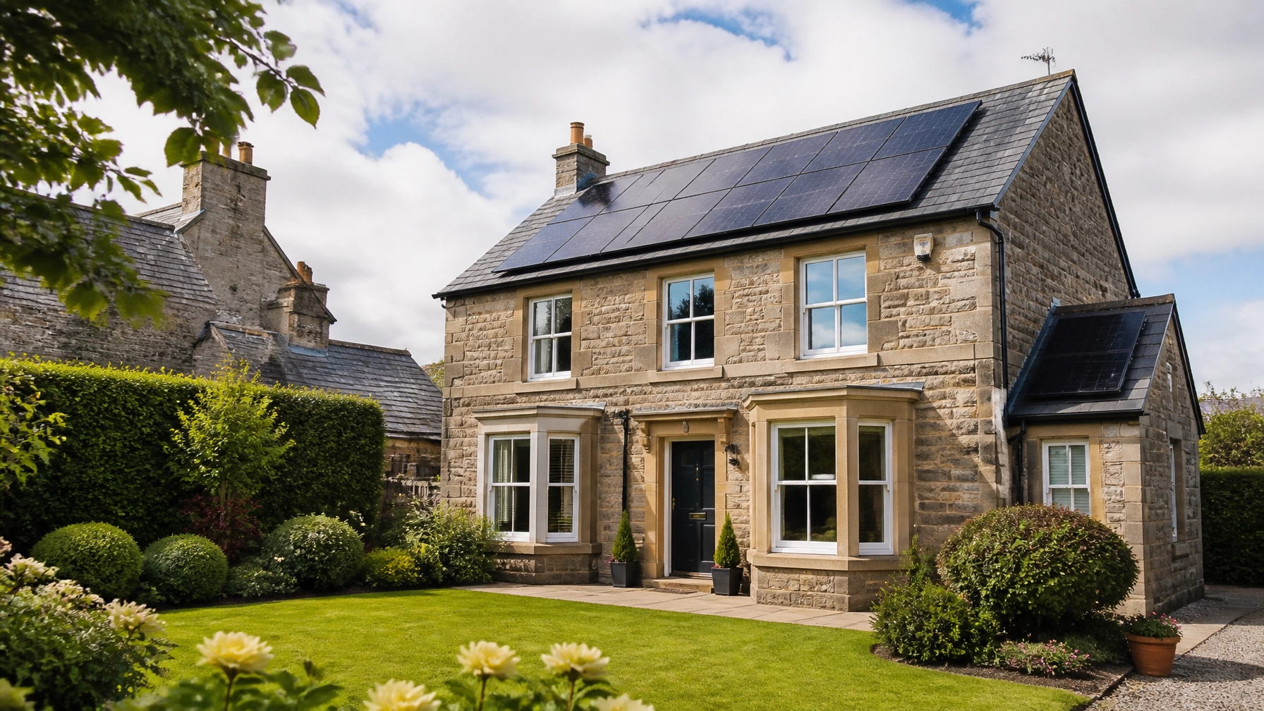 Home with solar panels installed