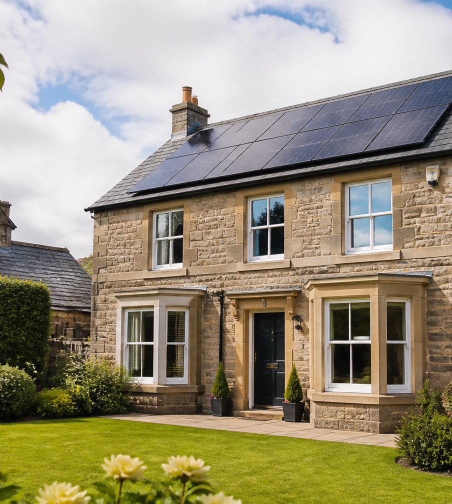 Home with solar panels installed