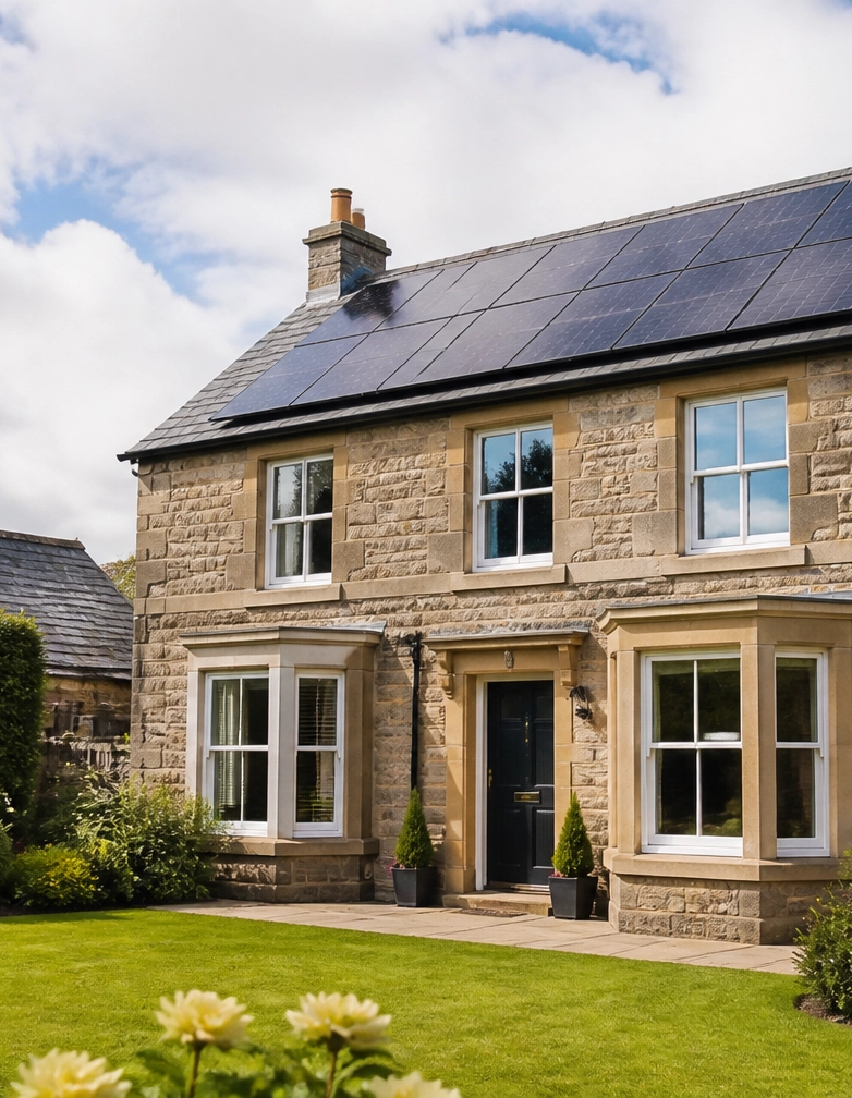 Home with solar panels installed