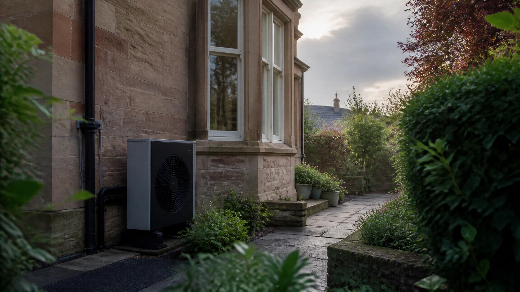 Air source heat pump installed on home