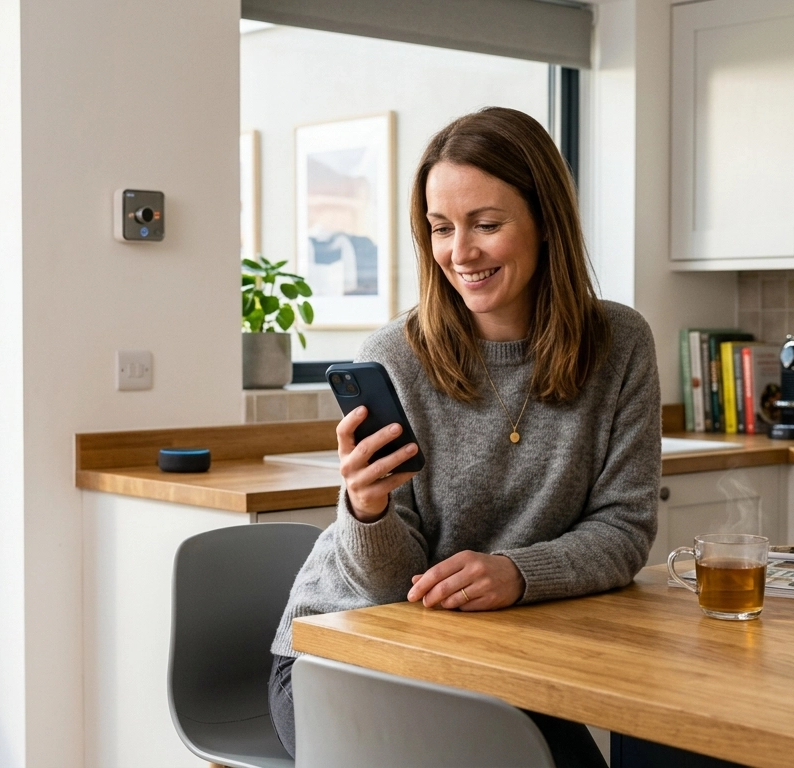 Woman checking her app