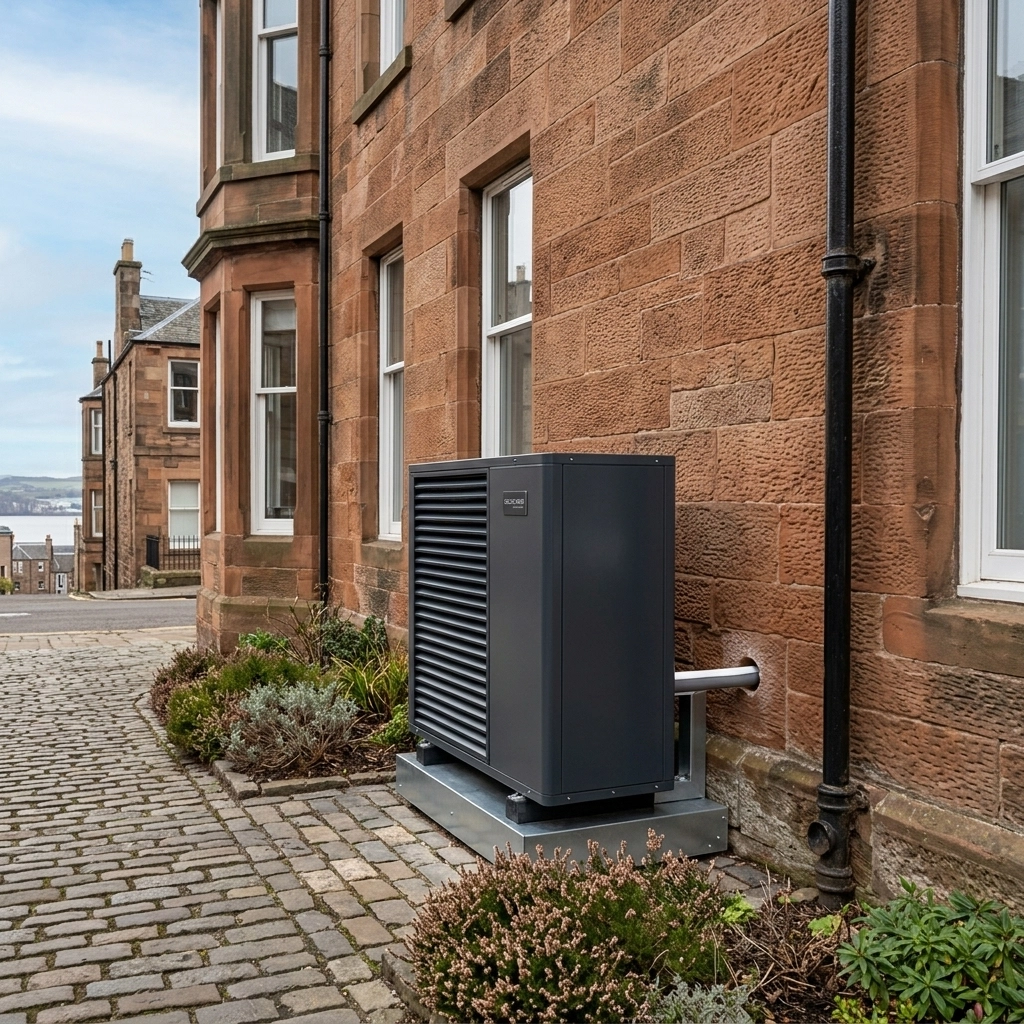 Heat pump on tenement flats dundee
