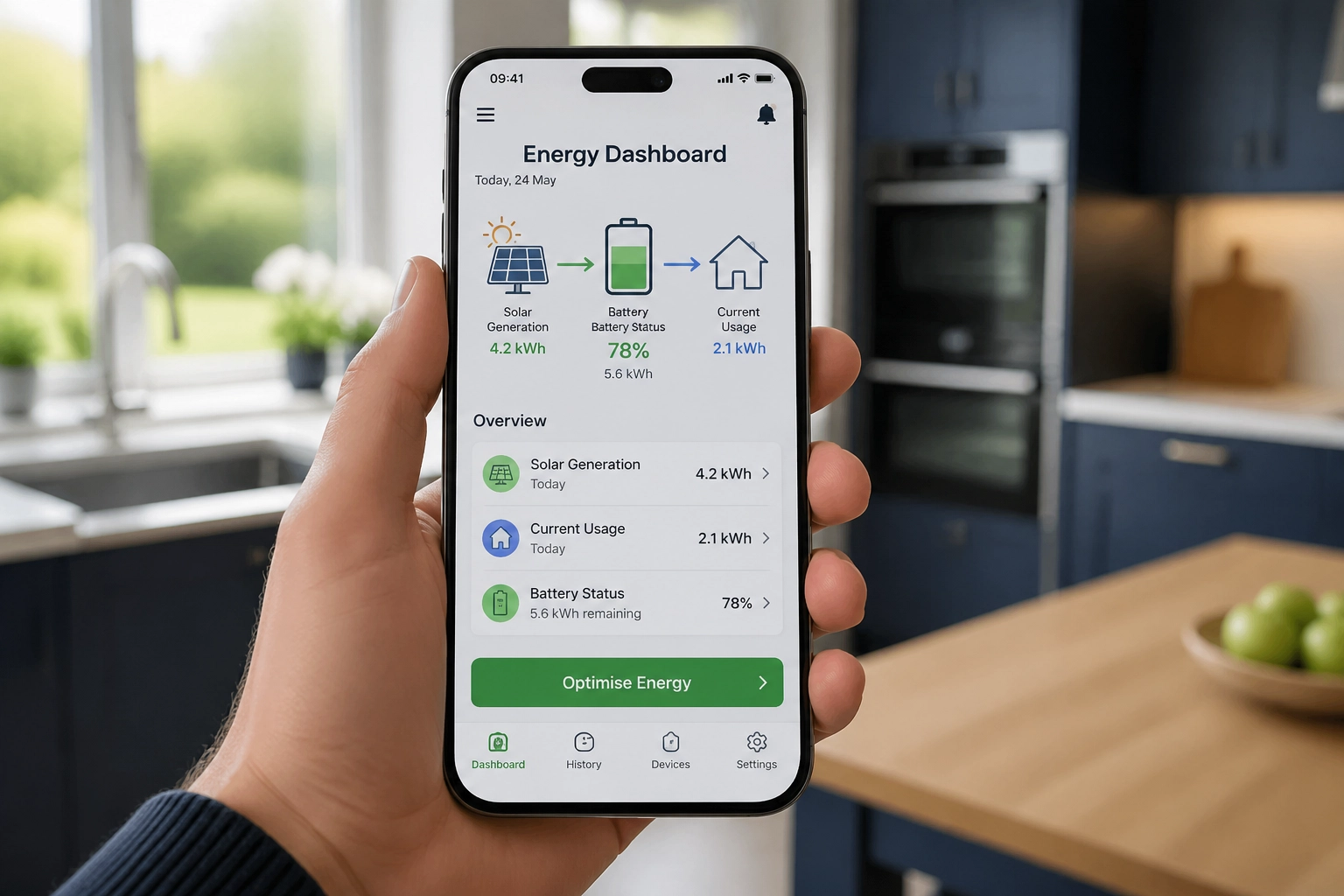 Energy dashboard app on phone