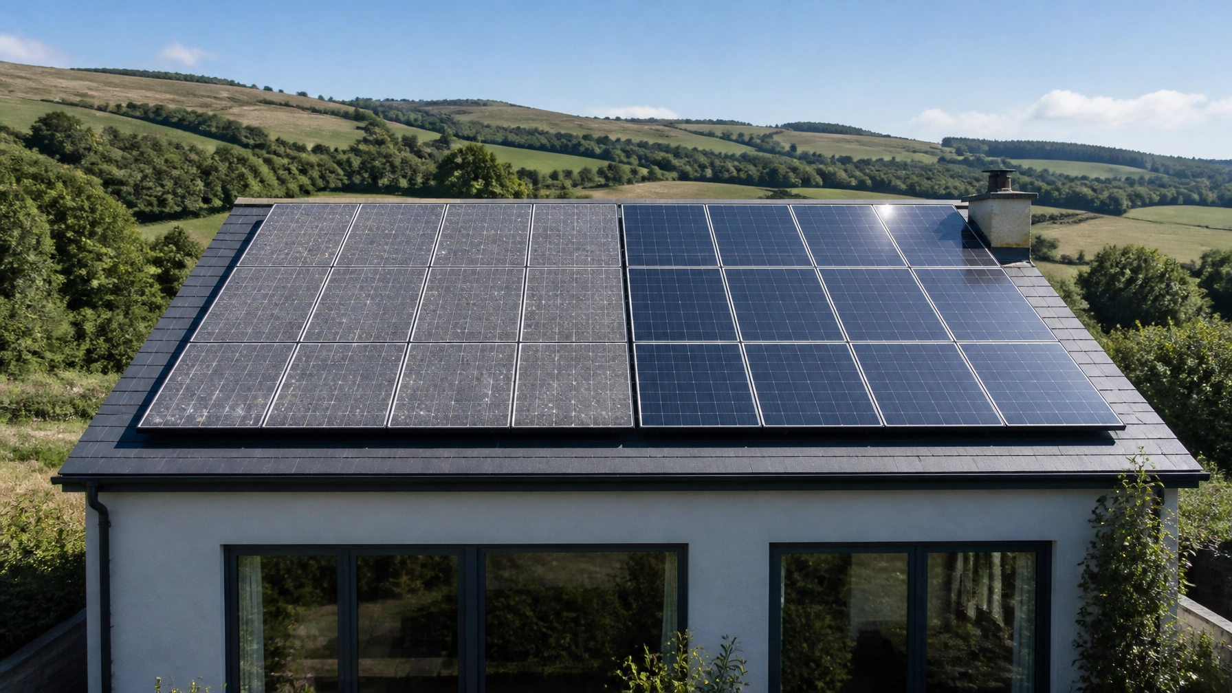 Dirty solar panels cleaning in Perthshire