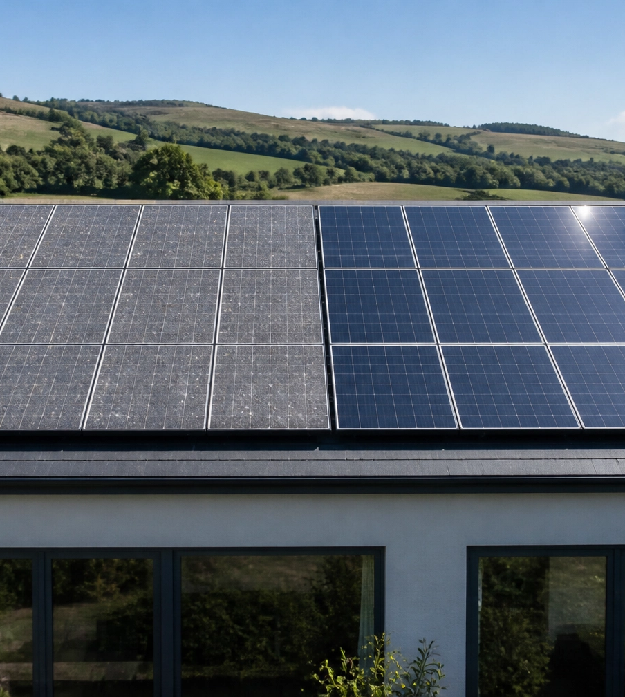 Dirty solar panels cleaning in Perthshire