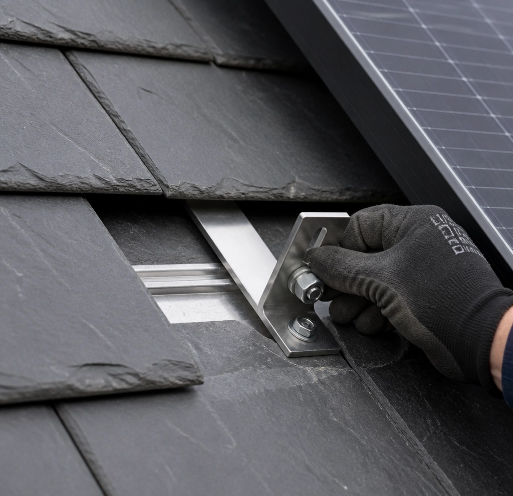 Installing solar panels on a slate roof