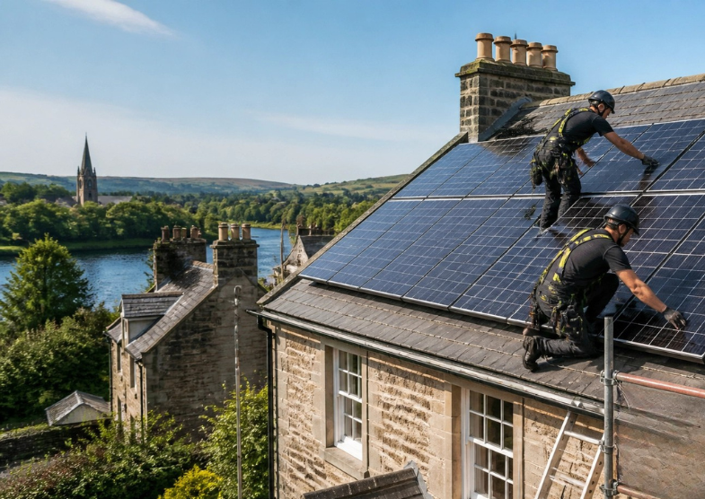 Solar panel installation on a Scottish home in Scone or Bridge of Earn