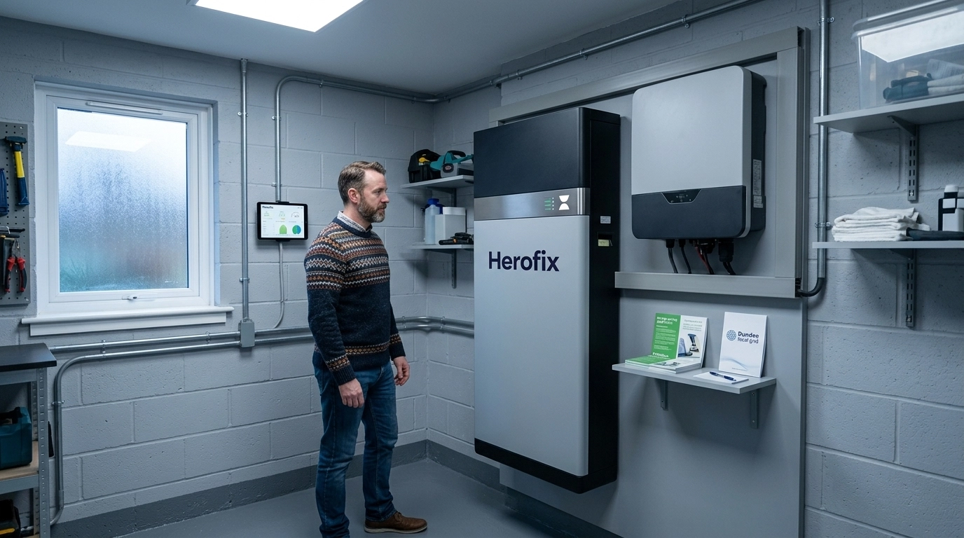 Generated graphic of a home with battery solution installed
