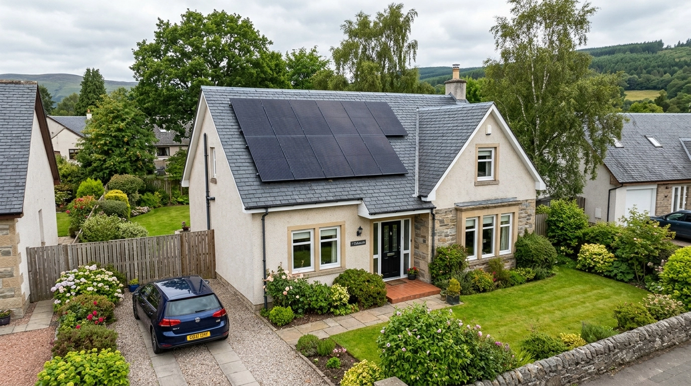 Home in Kinross-shire with solar panels installed
