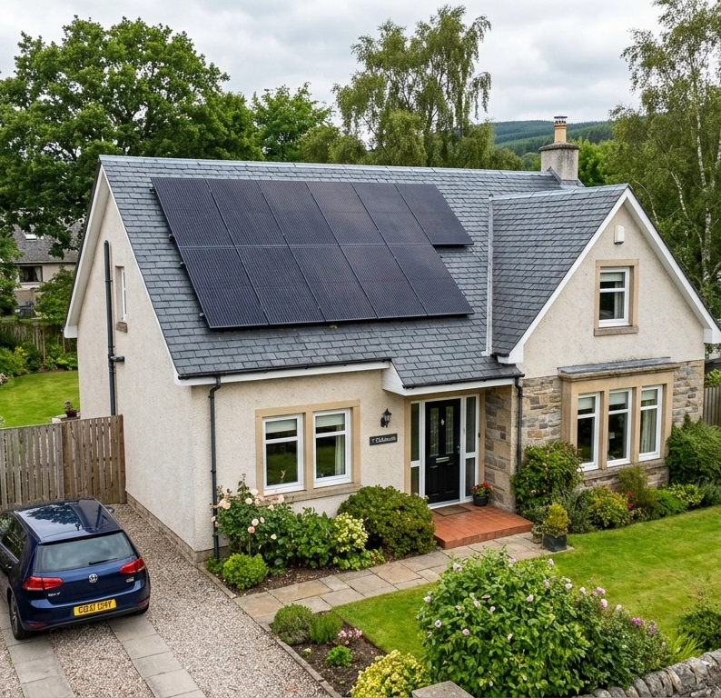 Home in Kinross-shire with solar panels installed