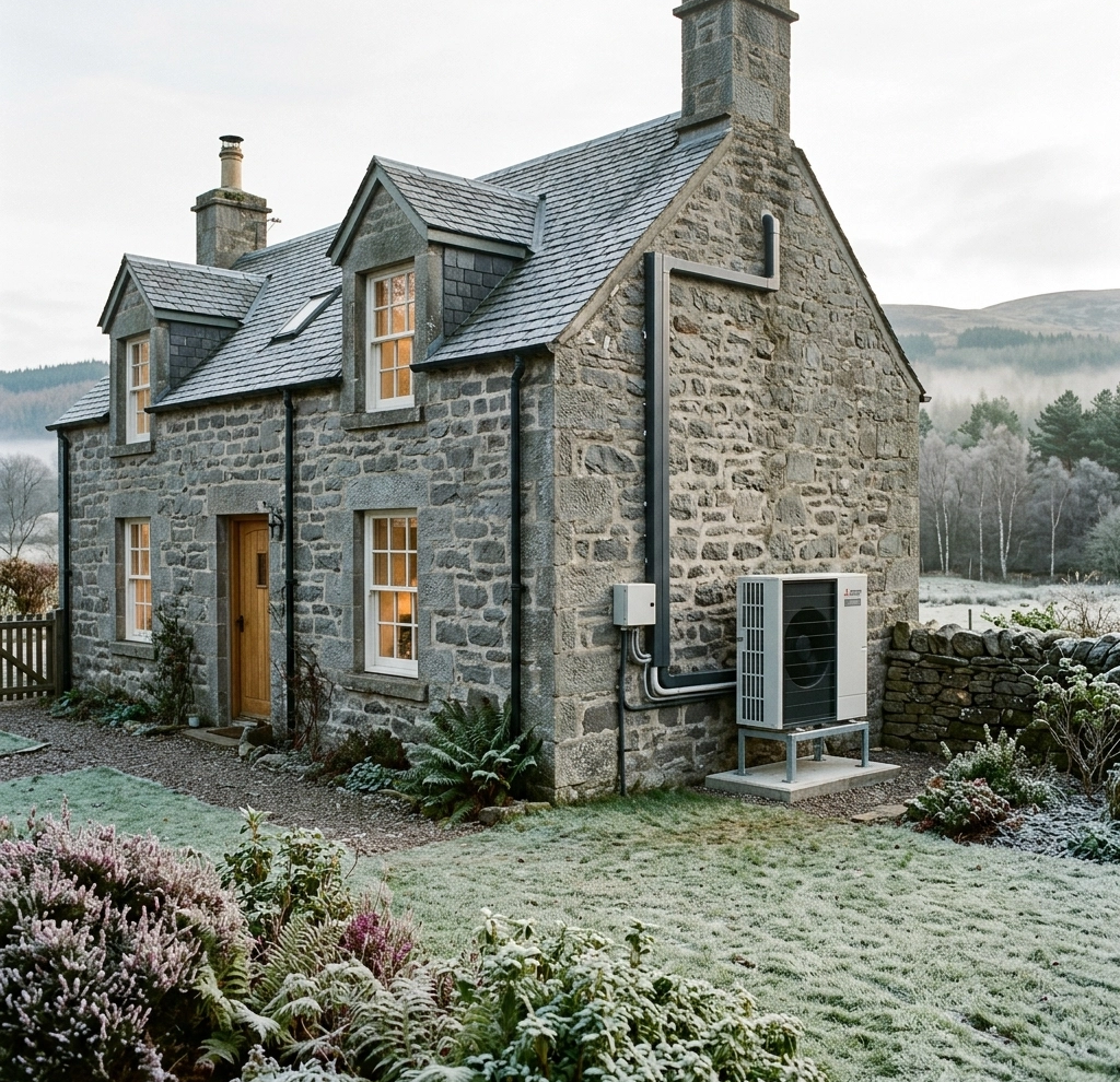 Scottish Home with an air source heat pump installed