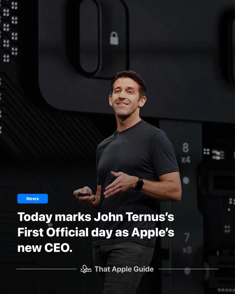 Today marks John Ternus’s first official day as Apple’s new CEO
