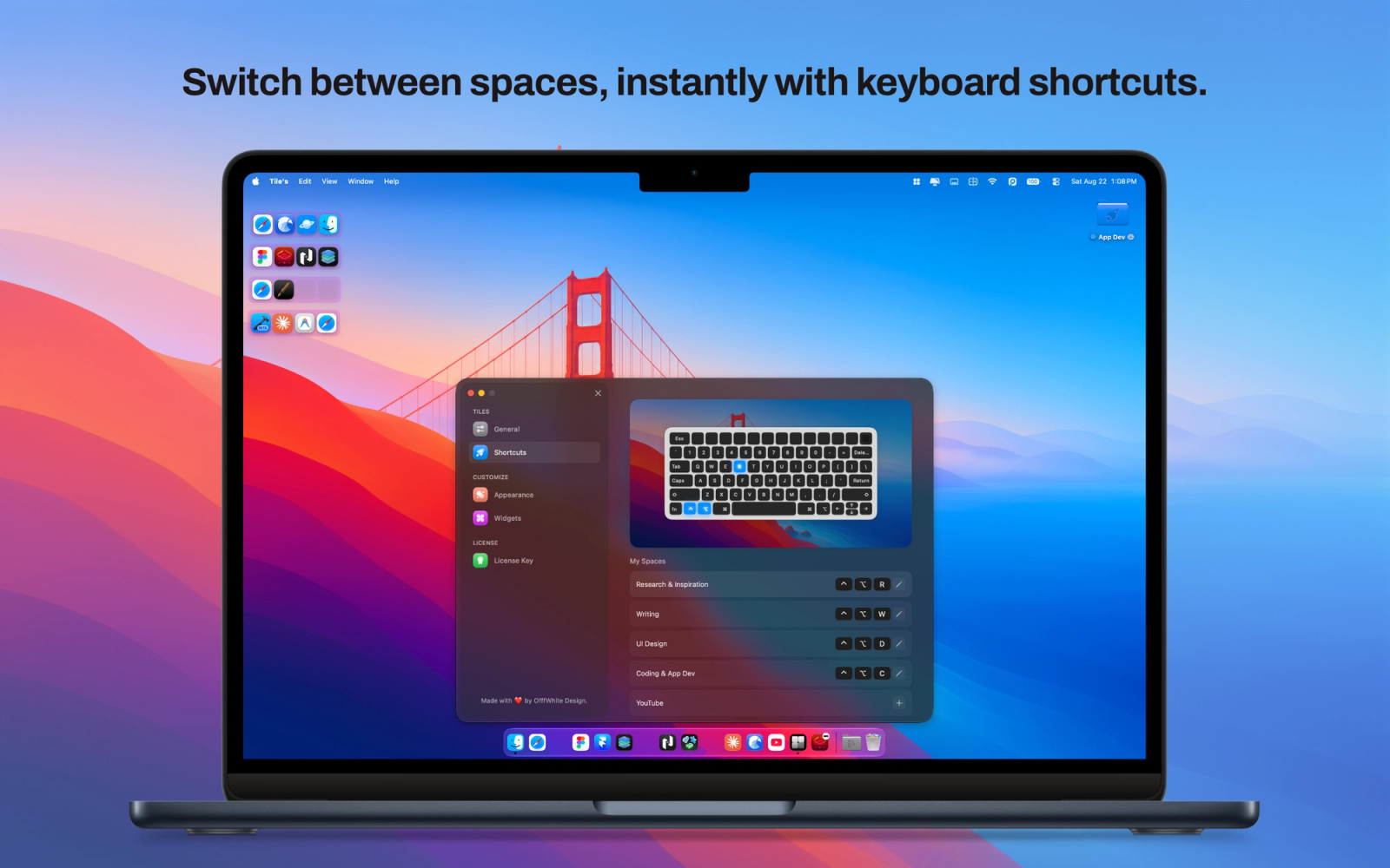 Switch spaces with keyboard shortcuts