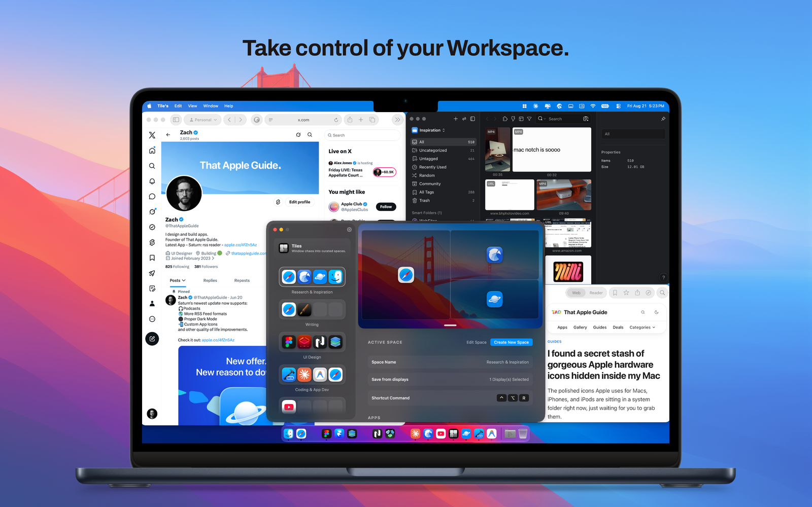 Tiles take control of your workspace on macOS