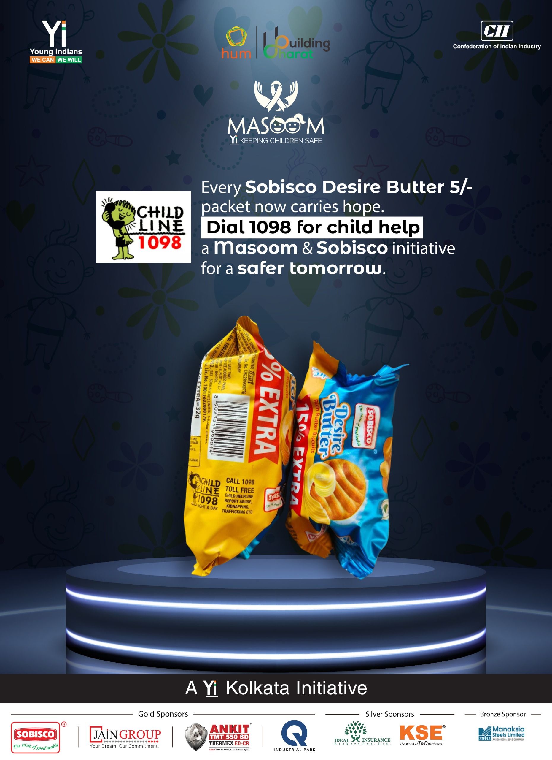 Yi24 | Masoom partnership with Sobisco Biscuit Packet with Child Helpline Number