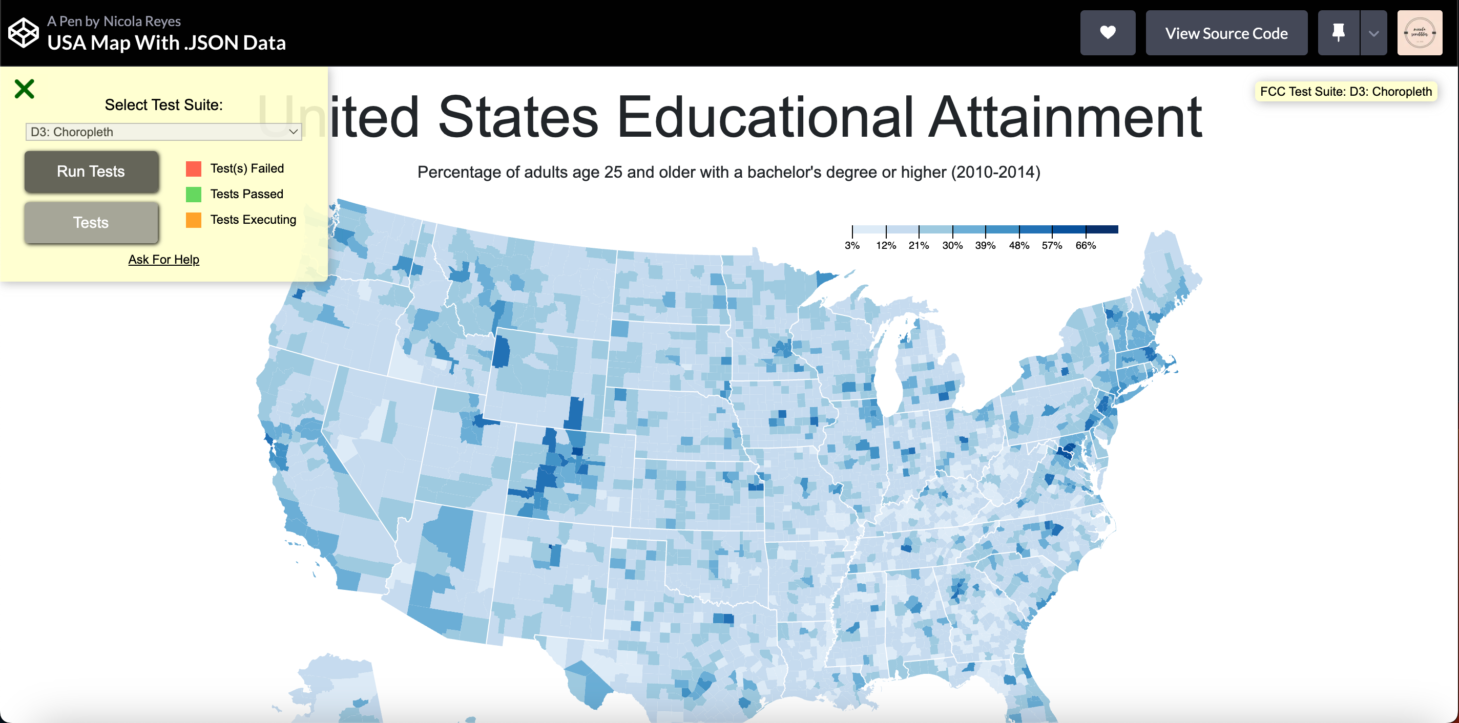 Visualizing geographical json data on a USA Map