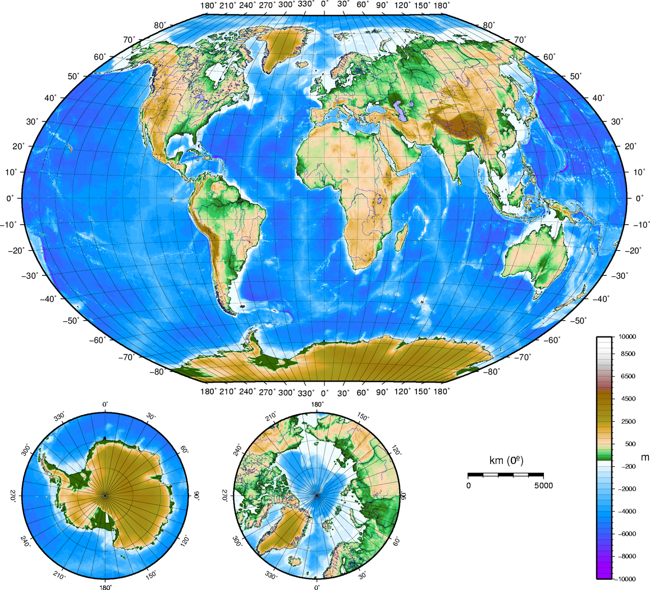 Topographical world map for international relocation planning
