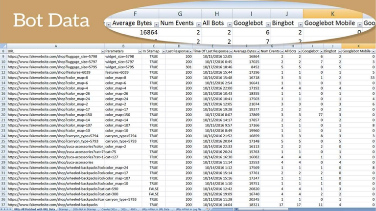 Screaming Frog’s SEO Log File Analyser exported data