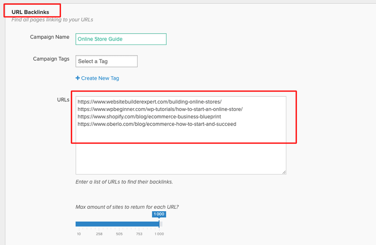 ahrefs url backlinks campaign step 2