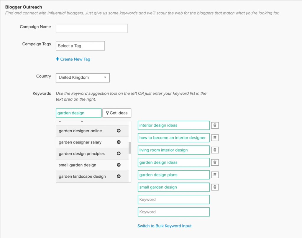 Pitchbox blogger outreach dashboard