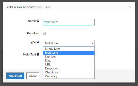 new personalization field