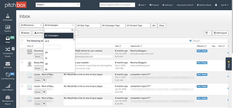 inbox campaign filter
