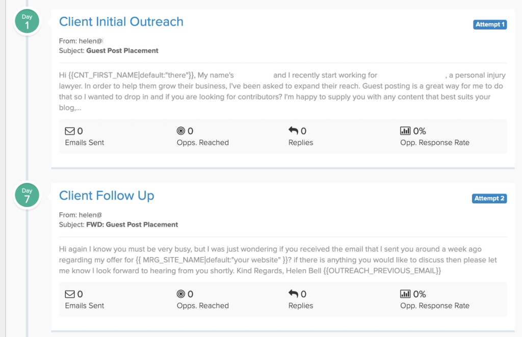 Pitchbox client outreach dashboard
