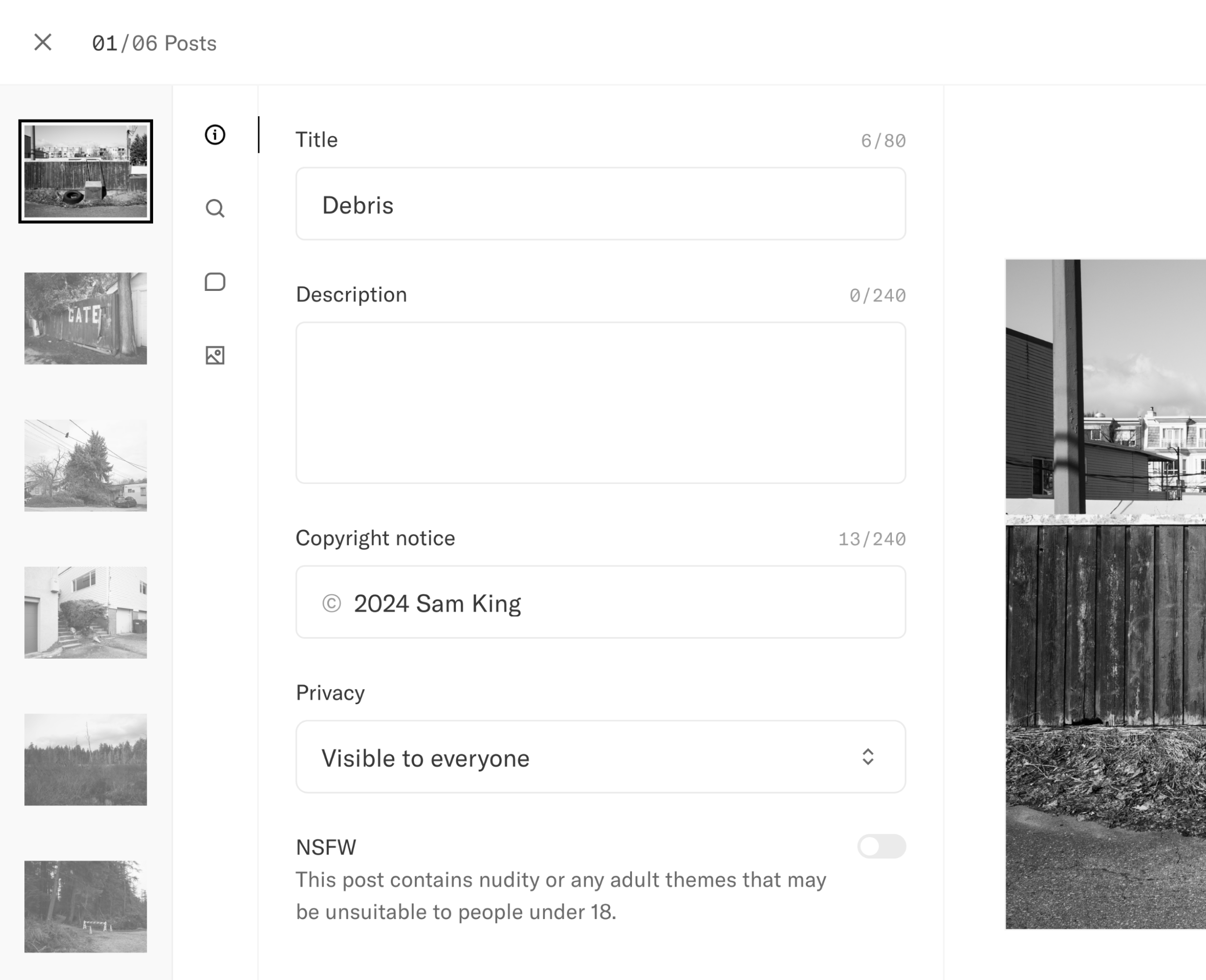 A screenshot of the new post page, featuring the new bulk upload flow.