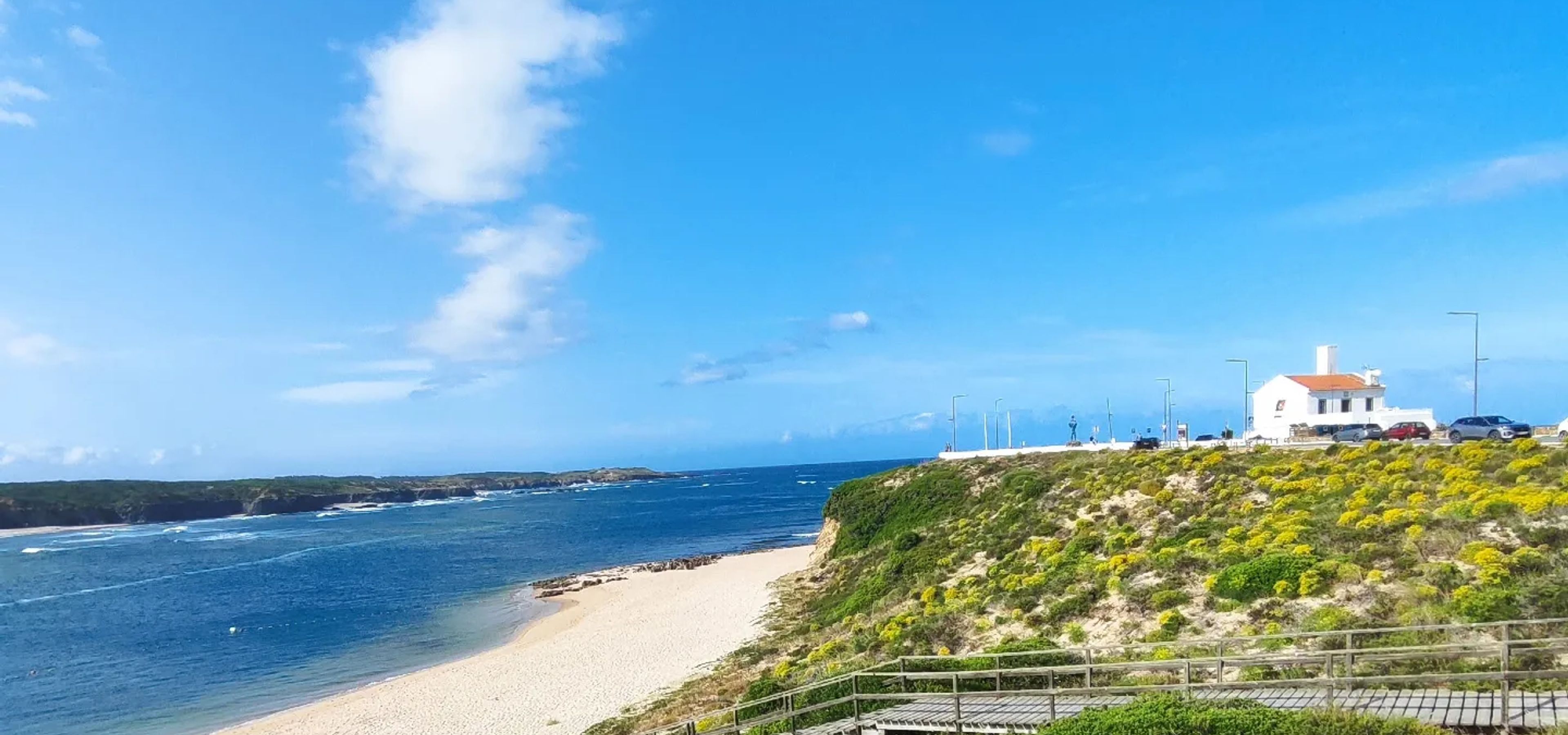 Vue sur Foz do Mira et le phare, à Vila Nova de Milfontes