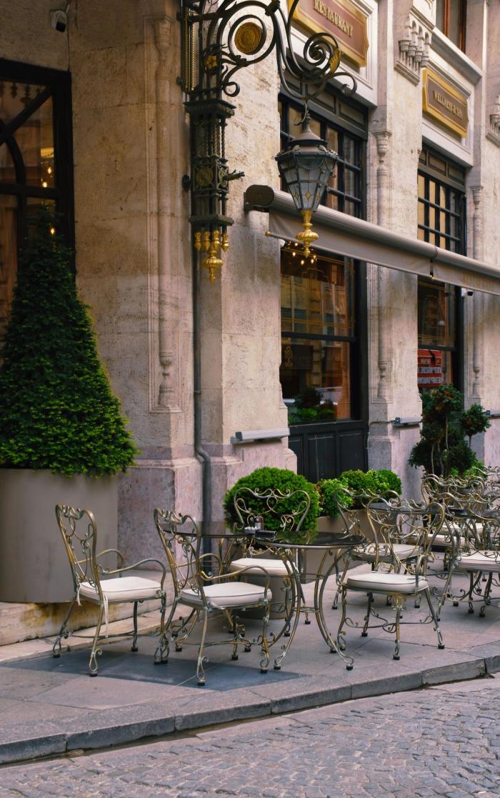 Tables outside in summer