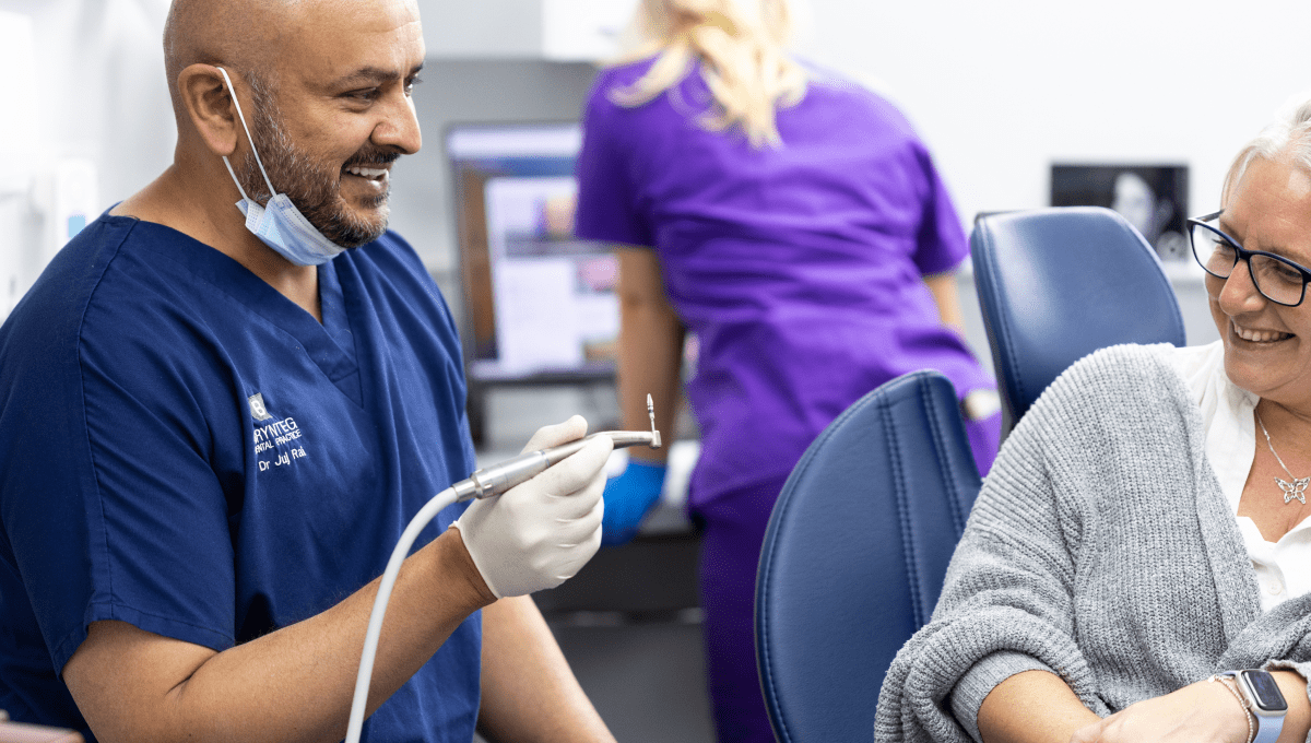 Dentist smiling