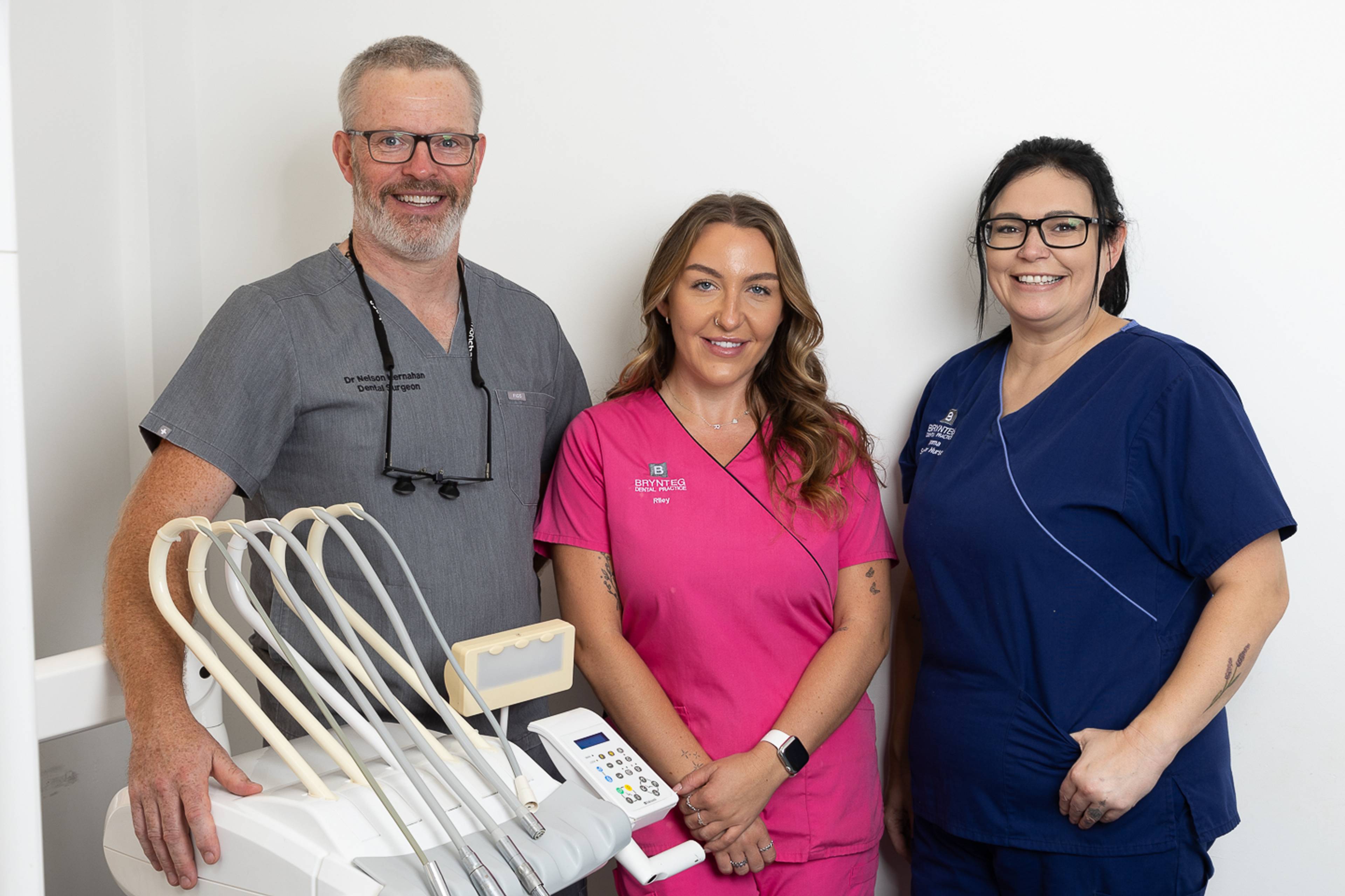 Smiley, friendly dental team at Brynteg Dental