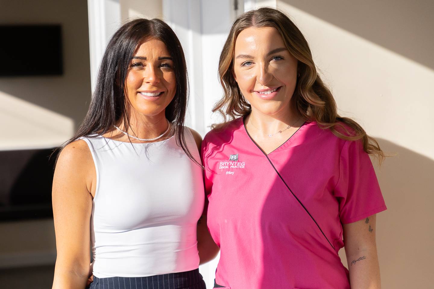 Happy patient with composite bonding